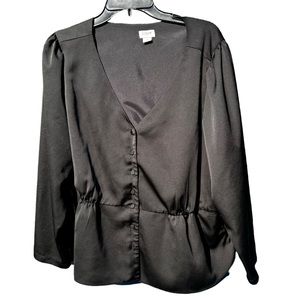 J. Crew Black Button Blouse